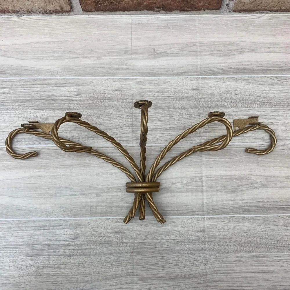Gold Metal Wall Sconce Holder Twig Vine Design Rustic Farmhouse‎ Shelf